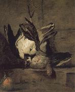 Jean Baptiste Simeon Chardin Wheat gray partridges and Orange Chicken Sweden oil painting reproduction